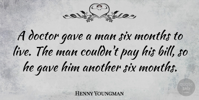 Henny Youngman Quote About Men, Doctors, Survival: A Doctor Gave A Man...