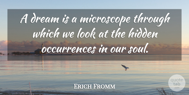 Erich Fromm Quote About Dream, Soul, Looks: A Dream Is A Microscope...