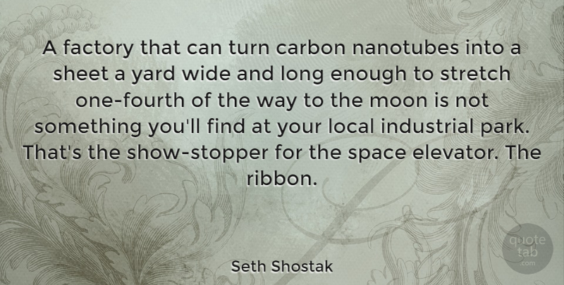 Seth Shostak Quote About Carbon, Factory, Industrial, Local, Moon: A Factory That Can Turn...