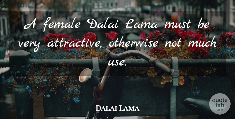Dalai Lama Quote About Use, Female, Attractive: A Female Dalai Lama Must...