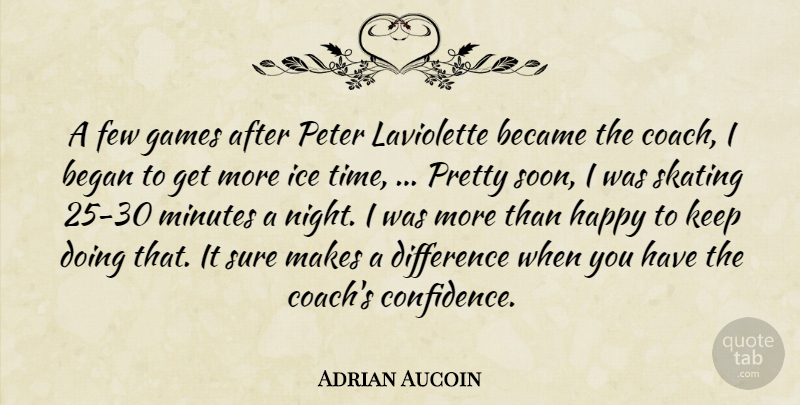Adrian Aucoin Quote About Became, Began, Difference, Few, Games: A Few Games After Peter...