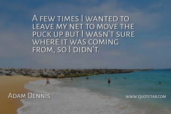 Adam Dennis Quote About Coming, Few, Leave, Move, Net: A Few Times I Wanted...