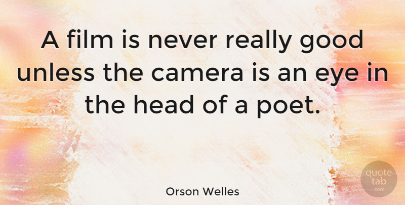 Orson Welles Quote About Movie, Eye, Film Directing: A Film Is Never Really...