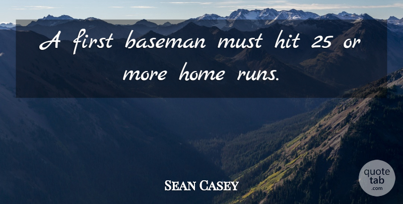 Sean Casey Quote About Baseman, Hit, Home: A First Baseman Must Hit...