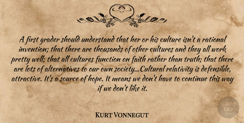 Kurt Vonnegut Quote About Mean, Other Cultures, Community: A First Grader Should Understand...