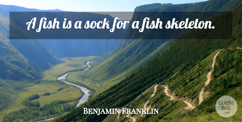 Benjamin Franklin Quote About Skeletons, Sock, Fishes: A Fish Is A Sock...