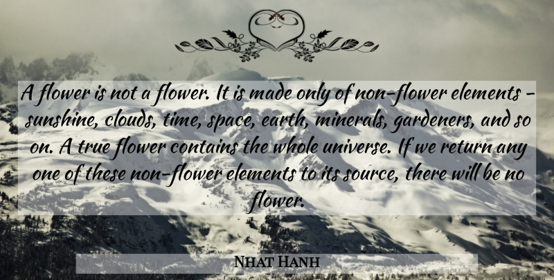 Nhat Hanh Quote About Flower, Sunshine, Space: A Flower Is Not A...