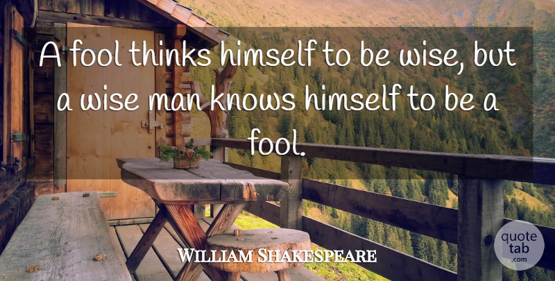 William Shakespeare Quote About Inspirational, Wise, Wisdom: A Fool Thinks Himself To...