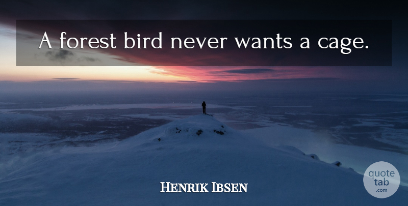 Henrik Ibsen Quote About Freedom, Bird, Want: A Forest Bird Never Wants...