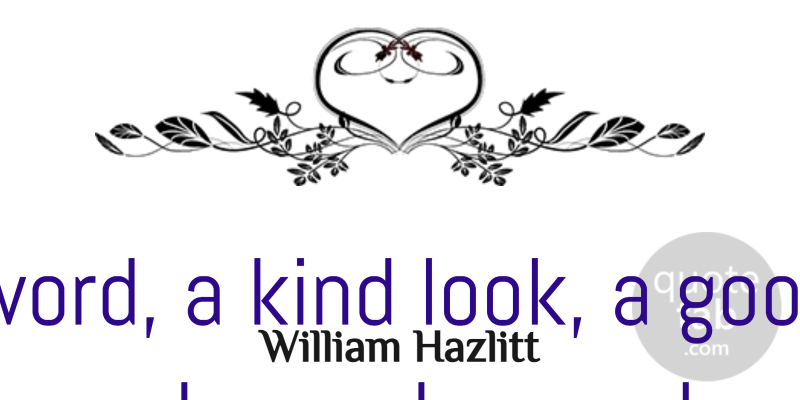 William Hazlitt Quote About Motivational, Happiness, Smile: A Gentle Word A Kind...