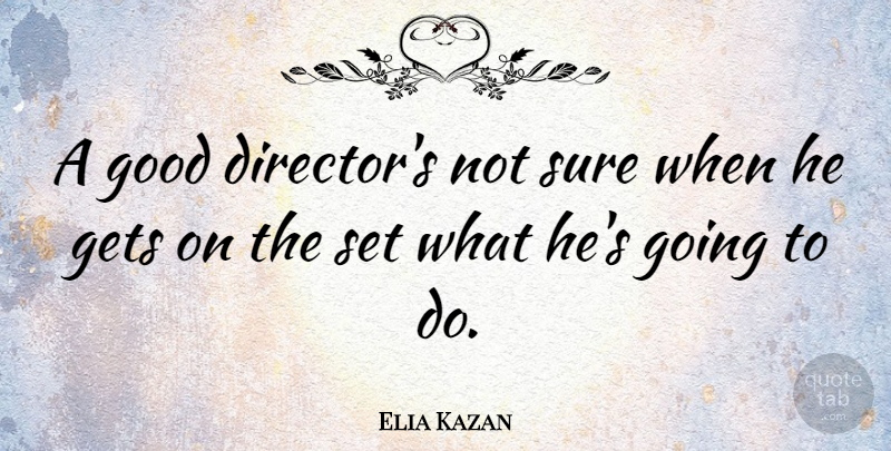 Elia Kazan Quote About Motivational, Directors, Not Sure: A Good Directors Not Sure...