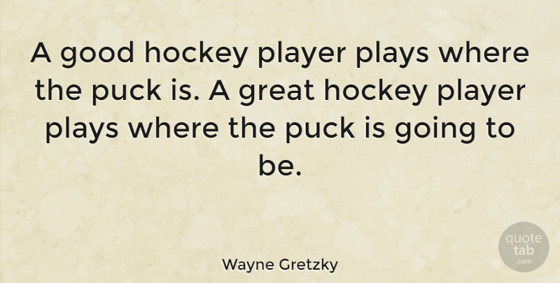 Wayne Gretzky Quote About Sports, Athlete, Hockey: A Good Hockey Player Plays...