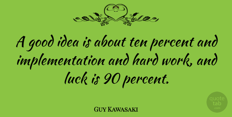 Guy Kawasaki Quote About Work, Ideas, Luck: A Good Idea Is About...