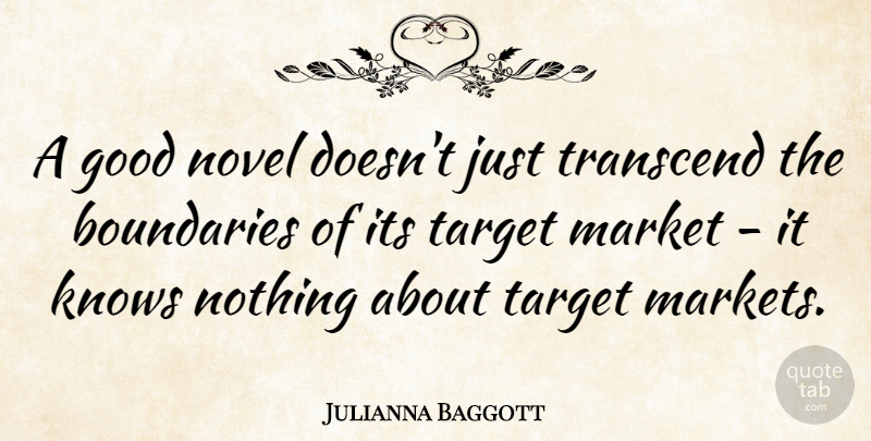 Julianna Baggott Quote About Target, Boundaries, Novel: A Good Novel Doesnt Just...