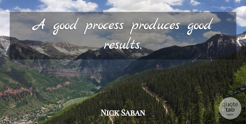Nick Saban Quote About Produce, Process, Results: A Good Process Produces Good...