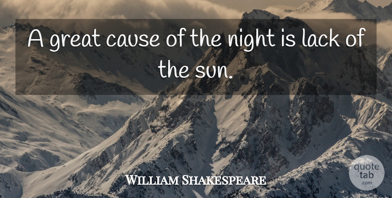 William Shakespeare Quote About Philosophical, Night, Darkness: A Great Cause Of The...