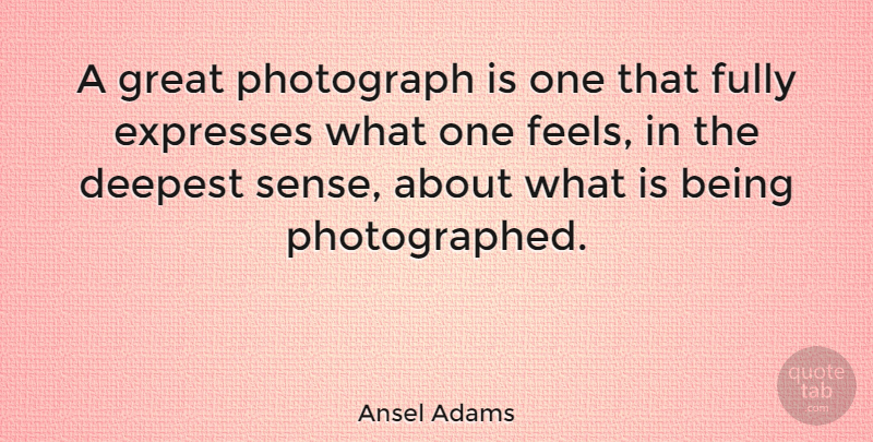 Ansel Adams Quote About Photography, Photographer, Feels: A Great Photograph Is One...