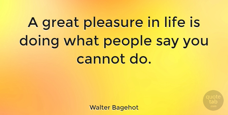 Walter Bagehot Quote About Inspirational, Funny, Life: A Great Pleasure In Life...