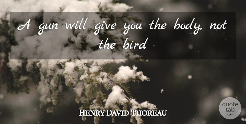 Henry David Thoreau Quote About Gun, Giving, Bird: A Gun Will Give You...