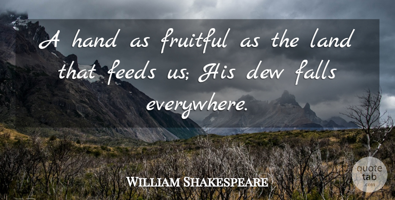 William Shakespeare Quote About Fall, Land, Hands: A Hand As Fruitful As...