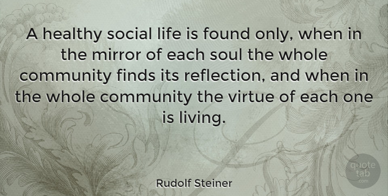 Rudolf Steiner Quote About Reflection, Community Living, Mirrors: A Healthy Social Life Is...