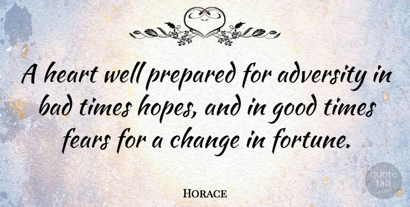 Horace Quote About Adversity, Heart, Good Times: A Heart Well Prepared For...