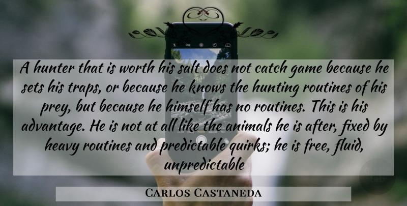 Carlos Castaneda Quote About Hunting, Animal, Games: A Hunter That Is Worth...