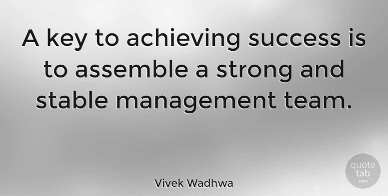 Vivek Wadhwa Quote About Strong, Team, Keys: A Key To Achieving Success...
