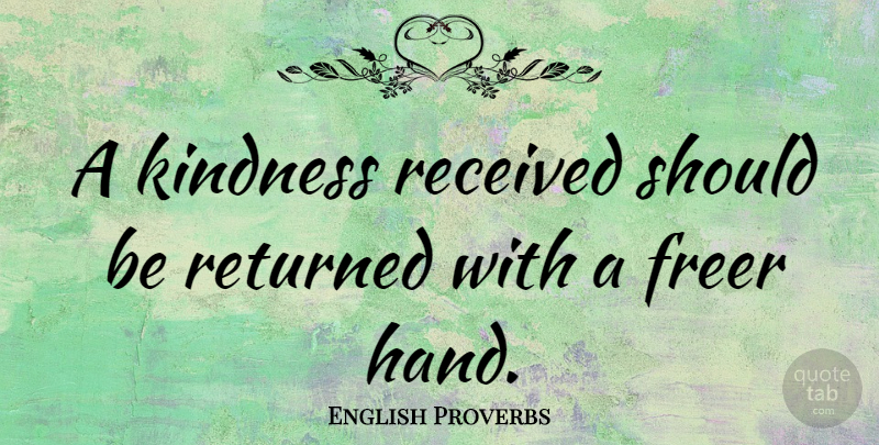 English Proverbs Quote About Kindness, Hands, Should: A Kindness Received Should Be...