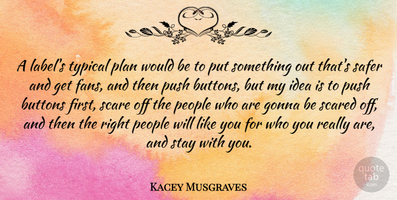Kacey Musgraves Quote About Buttons, Gonna, People, Plan, Push: A Labels Typical Plan Would...