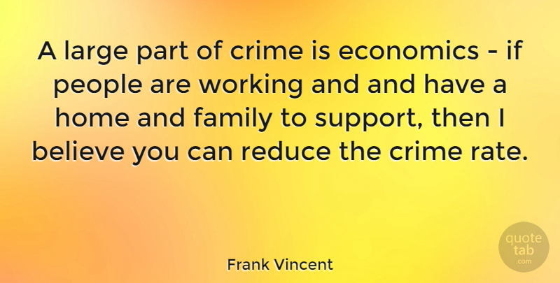 Frank Vincent Quote About Believe, Home, People: A Large Part Of Crime...