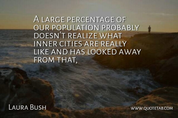 Laura Bush Quote About Cities, Inner, Large, Looked, Percentage: A Large Percentage Of Our...
