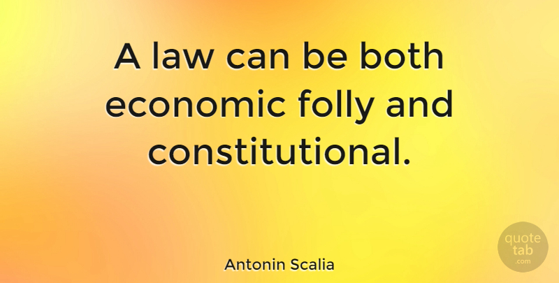 Antonin Scalia Quote About Law, Economic, Folly: A Law Can Be Both...