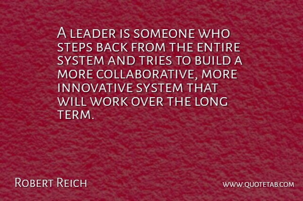 Robert Reich Quote About Leadership, Teamwork, Long: A Leader Is Someone Who...