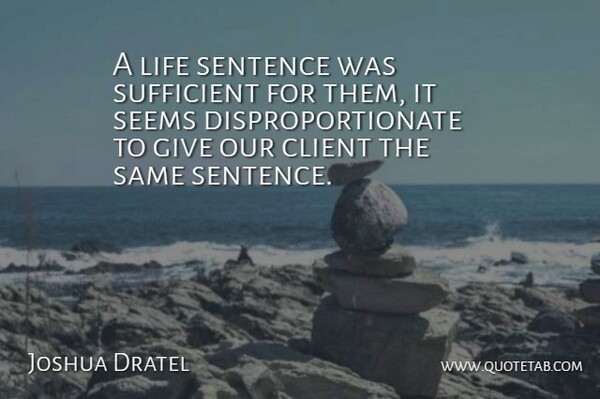 Joshua Dratel Quote About Client, Life, Seems, Sentence, Sufficient: A Life Sentence Was Sufficient...