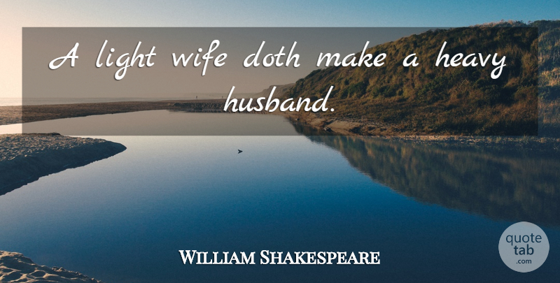 William Shakespeare Quote About Marriage, Husband, Light: A Light Wife Doth Make...