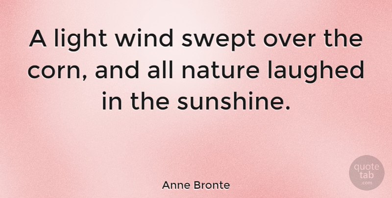 Anne Bronte Quote About Nature, Sunshine, Light: A Light Wind Swept Over...