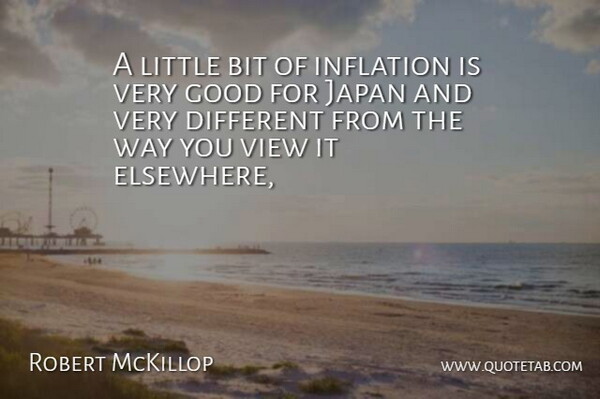 Robert McKillop Quote About Bit, Good, Inflation, Japan, View: A Little Bit Of Inflation...
