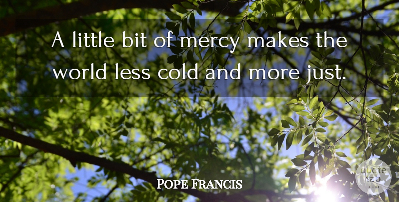 Pope Francis Quote About Littles, World, Cold: A Little Bit Of Mercy...