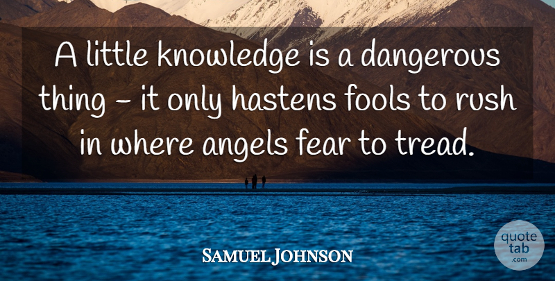 Samuel Johnson Quote About Angel, Littles, Fool: A Little Knowledge Is A...