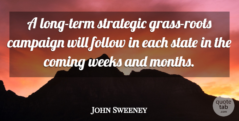 John Sweeney Quote About Campaign, Coming, Follow, State, Strategic: A Long Term Strategic Grass...