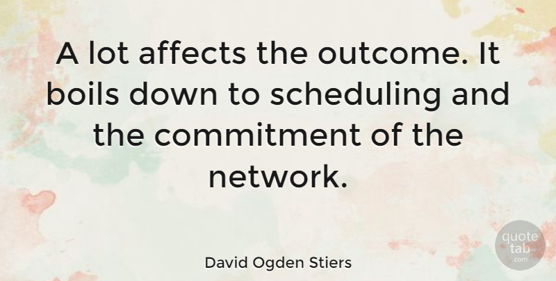 David Ogden Stiers Quote About Commitment, Outcomes, Scheduling: A Lot Affects The Outcome...