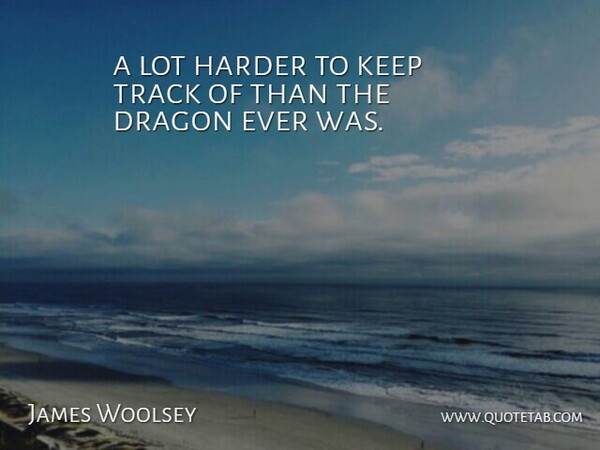 James Woolsey Quote About Dragon, Harder, Track: A Lot Harder To Keep...