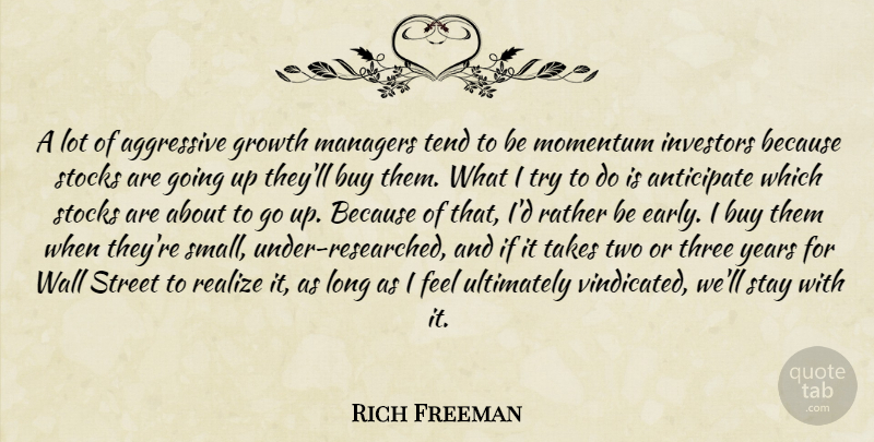 Rich Freeman Quote About Aggressive, Anticipate, Buy, Growth, Investors: A Lot Of Aggressive Growth...