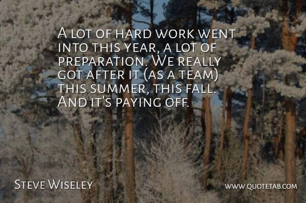 Steve Wiseley Quote About Hard, Hard Work, Paying, Work: A Lot Of Hard Work...