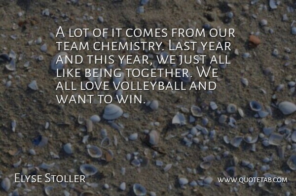 Elyse Stoller Quote About Last, Love, Team, Volleyball, Year: A Lot Of It Comes...
