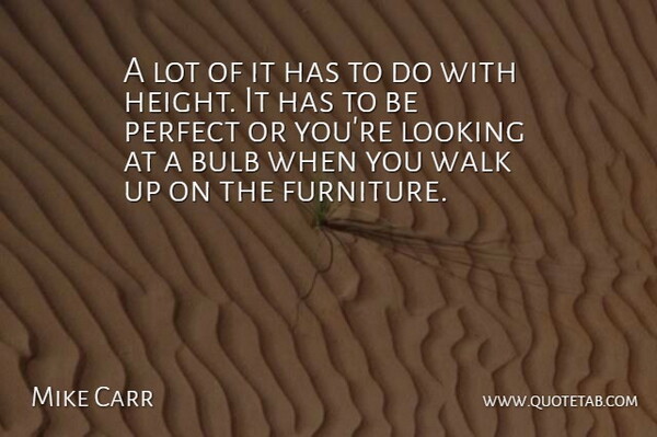 Mike Carr Quote About Bulb, Looking, Perfect, Walk: A Lot Of It Has...