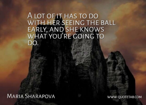 Maria Sharapova Quote About Ball, Knows, Seeing: A Lot Of It Has...