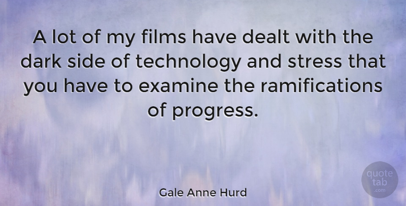 Gale Anne Hurd Quote About Stress, Dark, Technology: A Lot Of My Films...