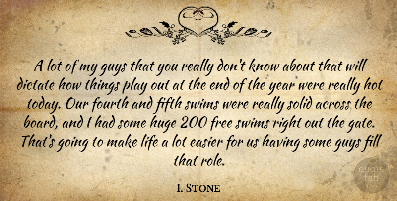 I. Stone Quote About Across, Dictate, Easier, Fifth, Fill: A Lot Of My Guys...